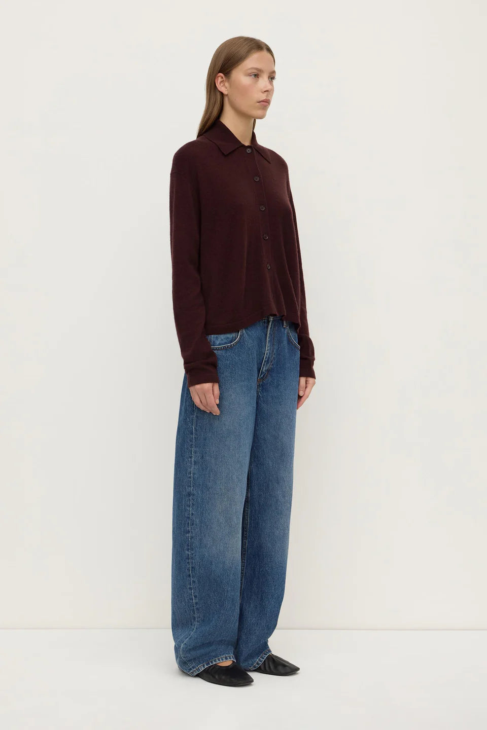 ASSEMBLY LABEL Wool Cashmere Knit Cardi | Dark Merlot