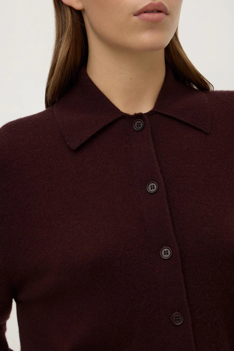 ASSEMBLY LABEL Wool Cashmere Knit Cardi | Dark Merlot