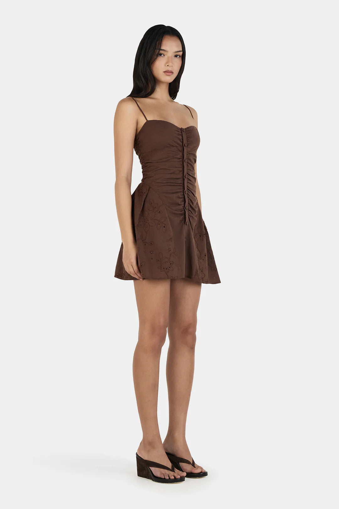OWNLEY Yash Mini Dress | Chocolate Anglaise