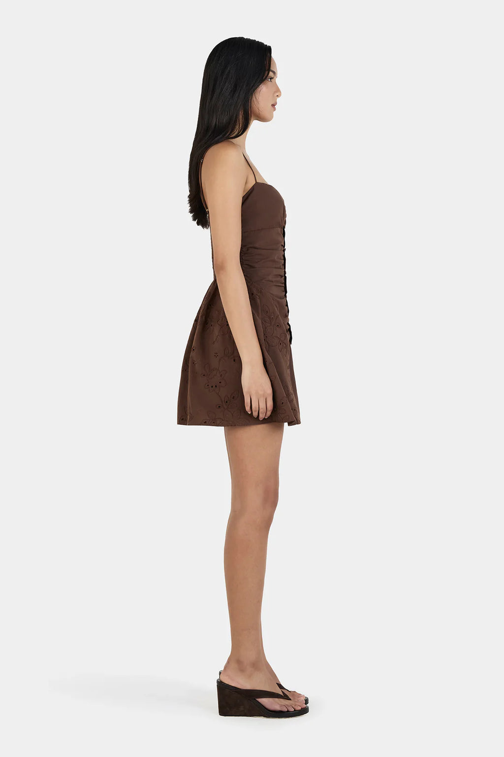 OWNLEY Yash Mini Dress | Chocolate Anglaise