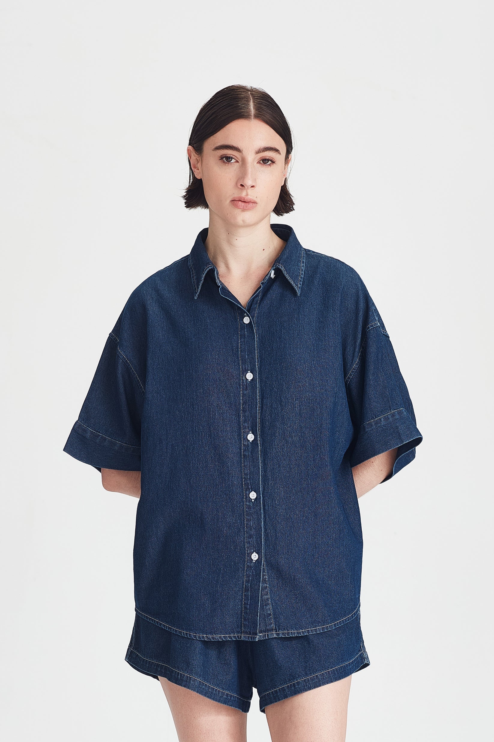 COMMONERS Women's Boyfriend Shirt | Dark Chambray