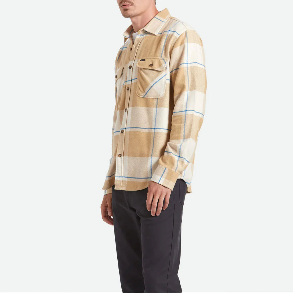 BRIXTON Bowery Flannel  | Whitecap/Sand/Cyber Blue