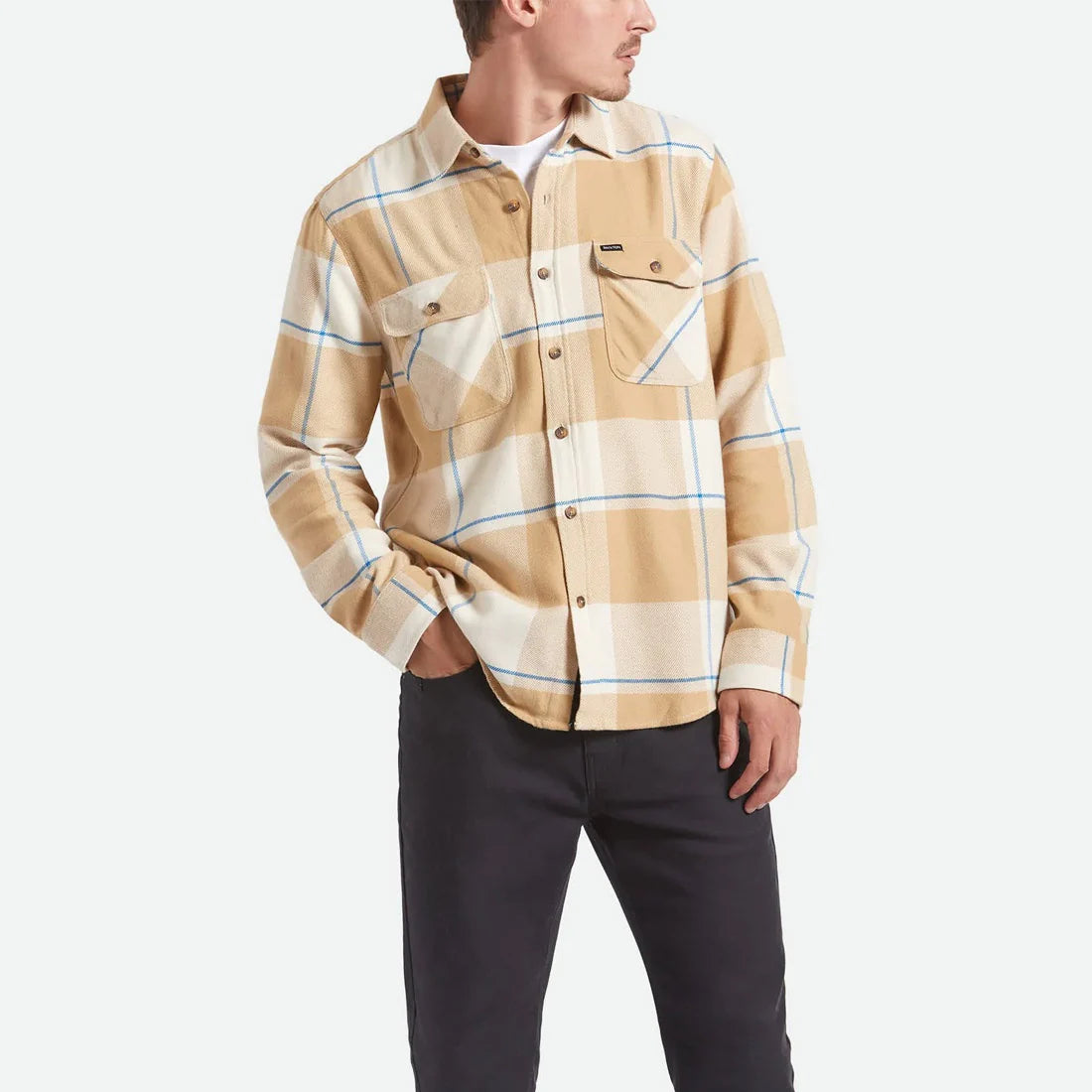 BRIXTON Bowery Flannel  | Whitecap/Sand/Cyber Blue
