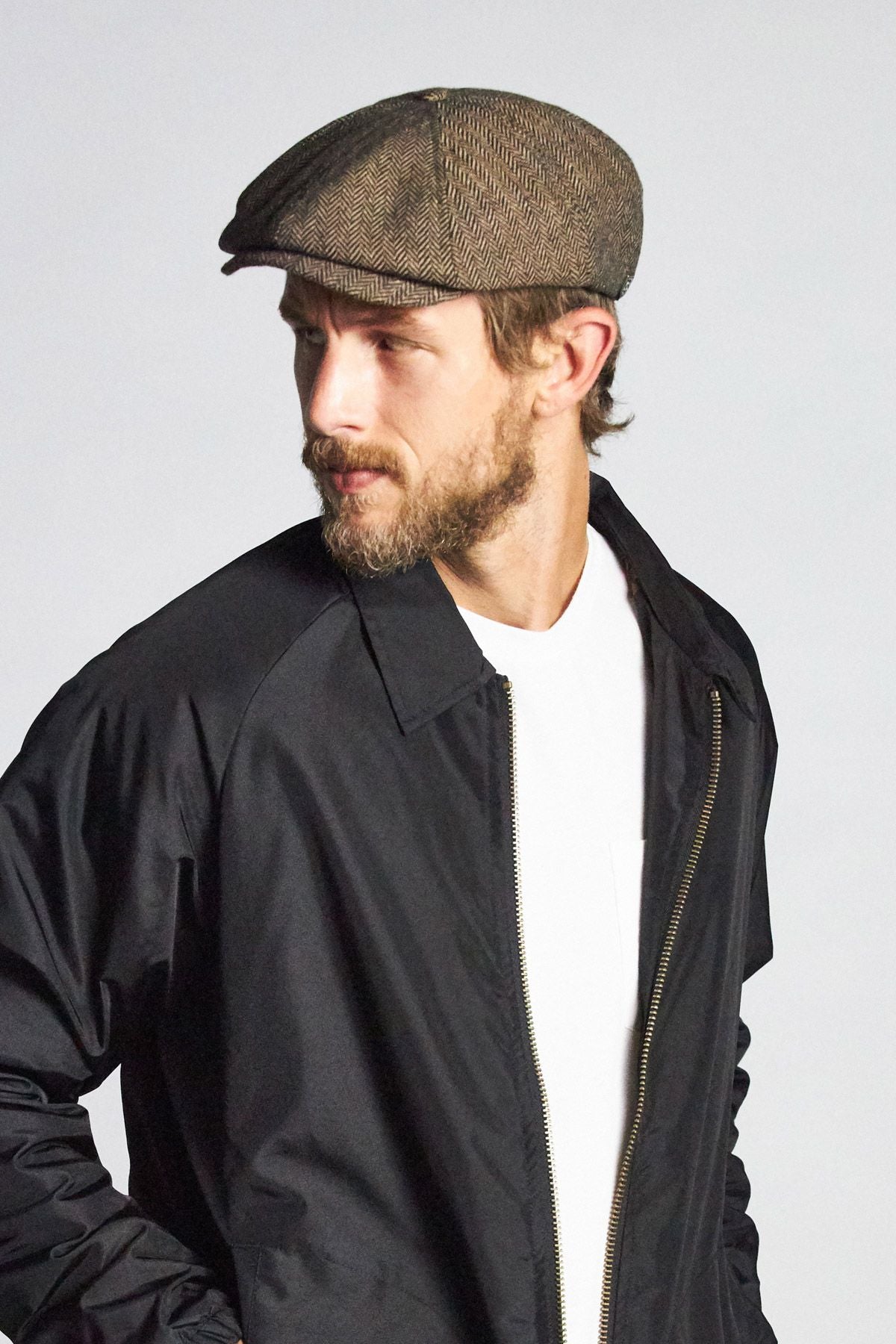 BRIXTON Brood Snap Cap | Brown/Khaki on model