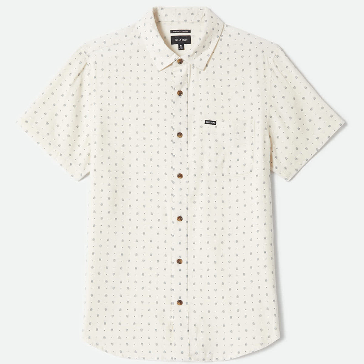 Brixton Charter Print Short Sleeve Shirt - Off White Geo