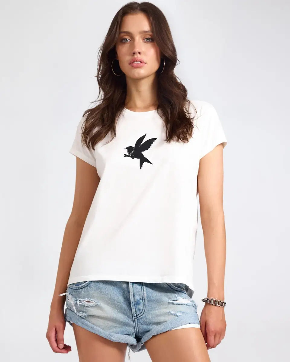 ONE TEASPOON Classic Bird Tee | White