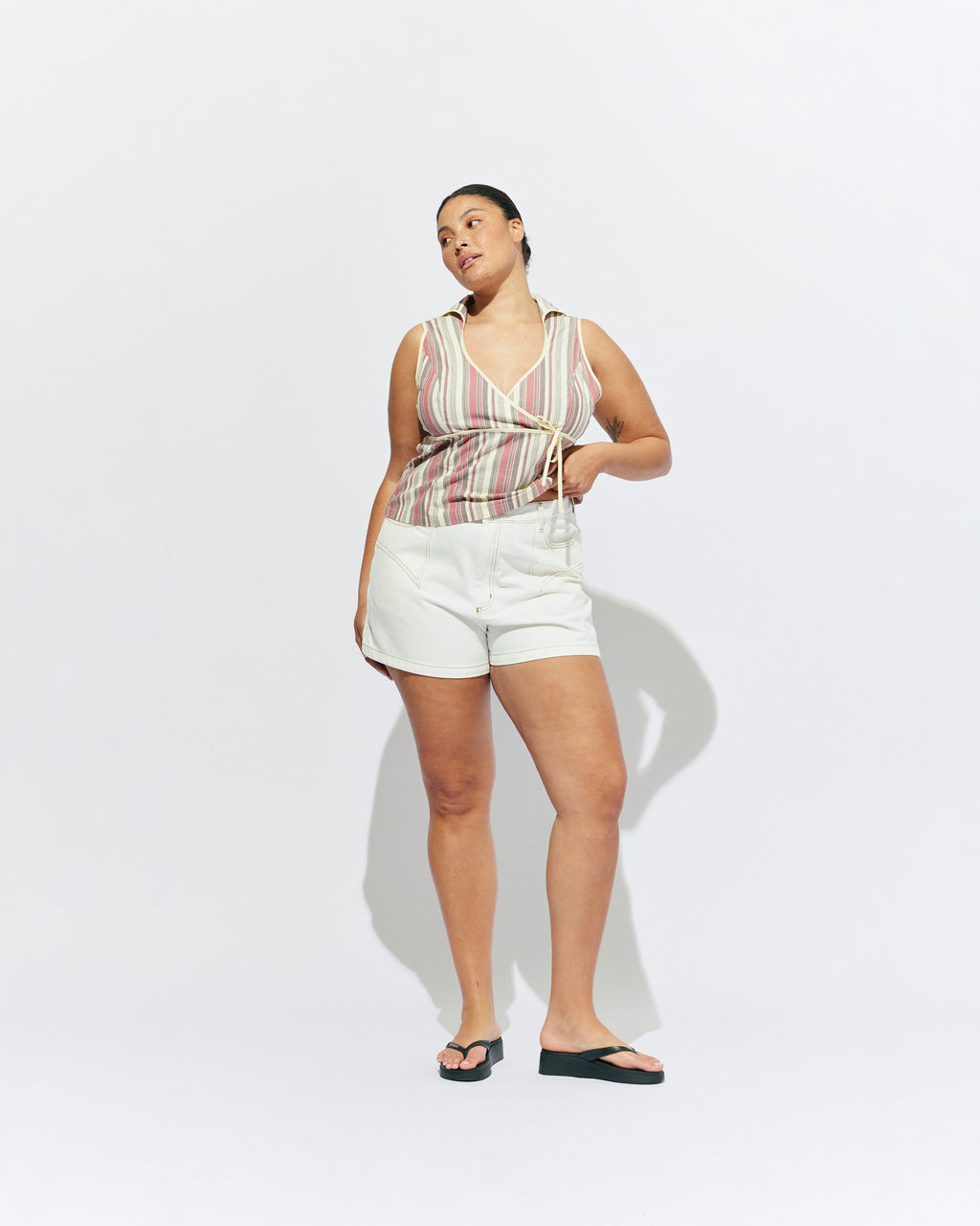 RUBY Clover Denim Short | White