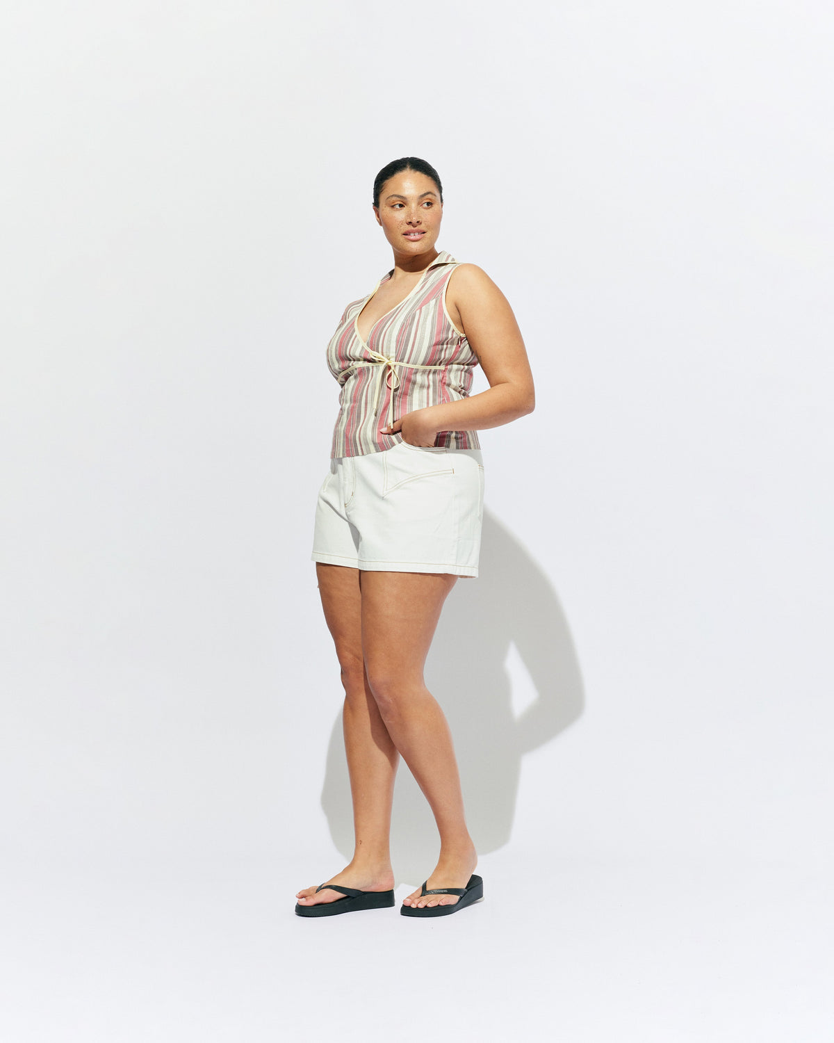 RUBY Clover Denim Short | White