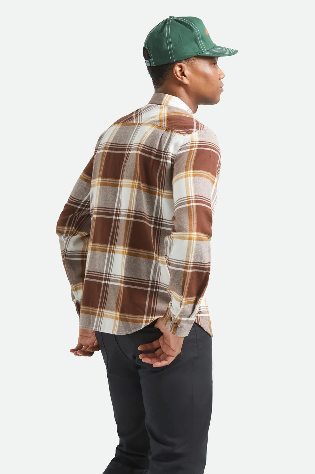 BRIXTON Bowery LW Ultra Flannel | Chocolate / Off White