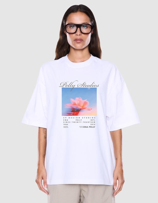 ENA PELLY Maeve Relaxed Tee in Vintage White/Pelly Studios front view