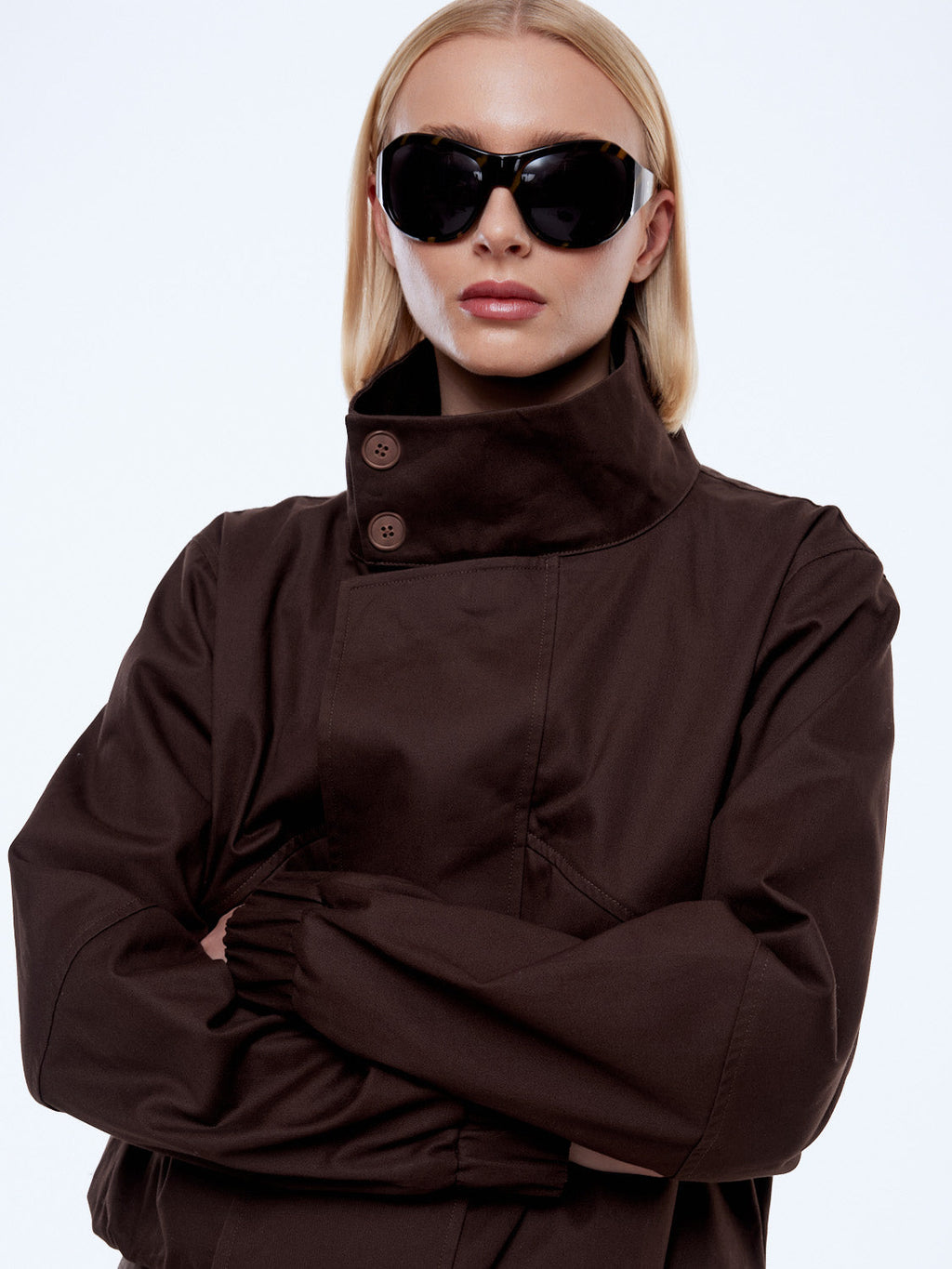 ENA PELLY Zadie Bomber Jacket | Chocolate back view