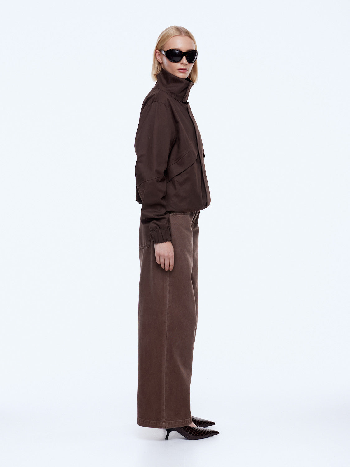 ENA PELLY Zadie Bomber Jacket | Chocolate detail