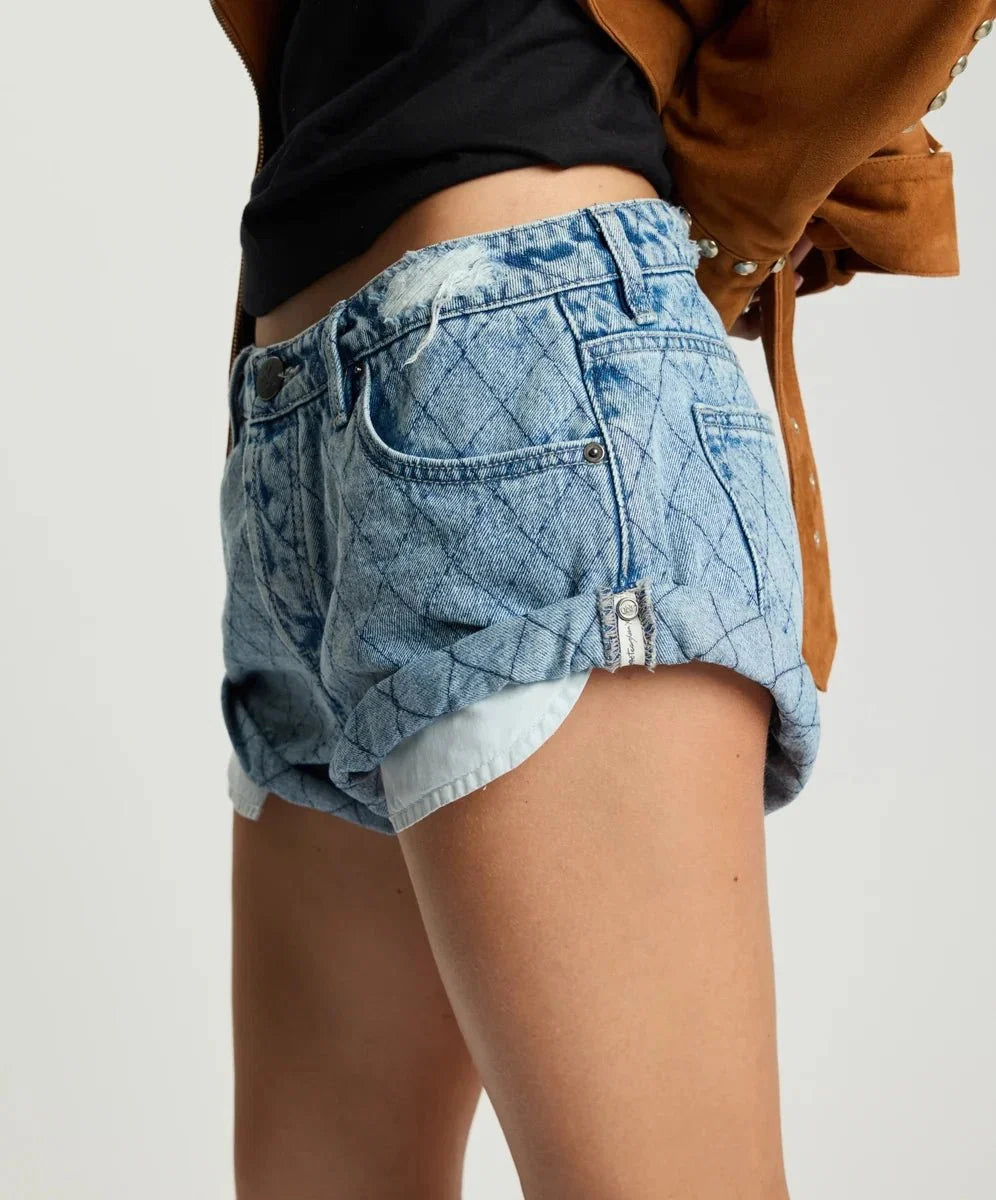 ONE TEASPOON Harlequin Bandits Low Waist Denim Short | Salty Dog