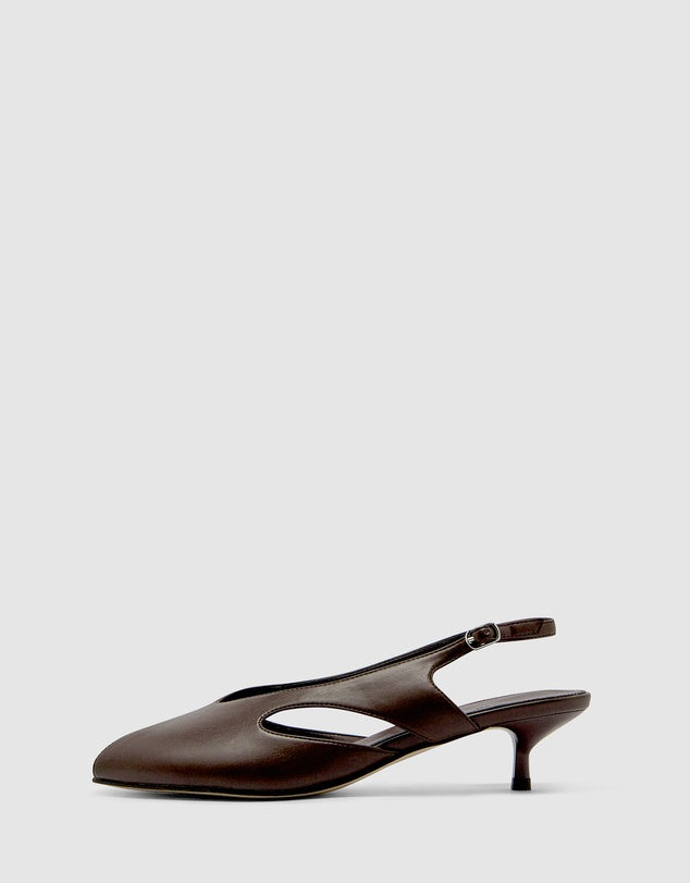 BRIE LEON Sadie Peep Toe Heel | Chocolate