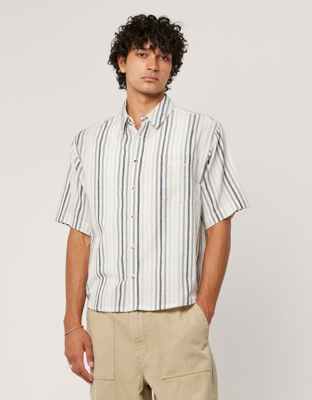 ROLLA'S Tidal Waves Stripe Shirt | Titanium Stripe