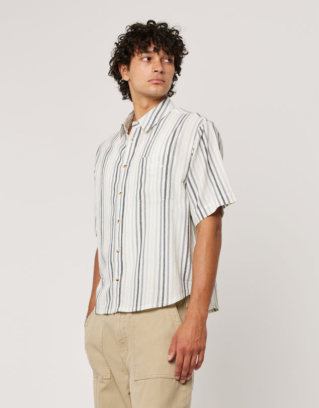 ROLLA'S Tidal Waves Stripe Shirt | Titanium Stripe