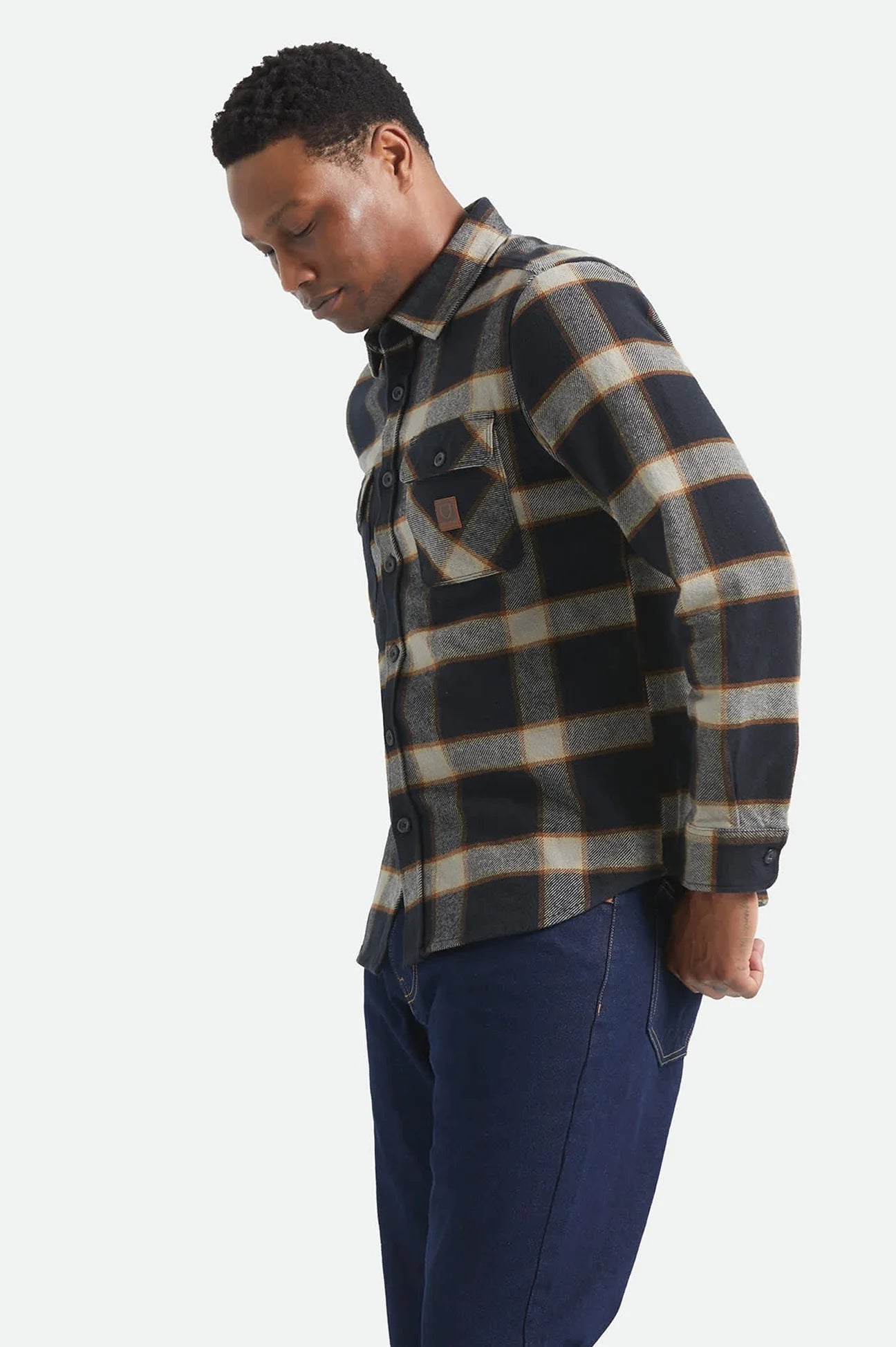 BRIXTON Bowery Heavyweight Flannel | Black/Cream