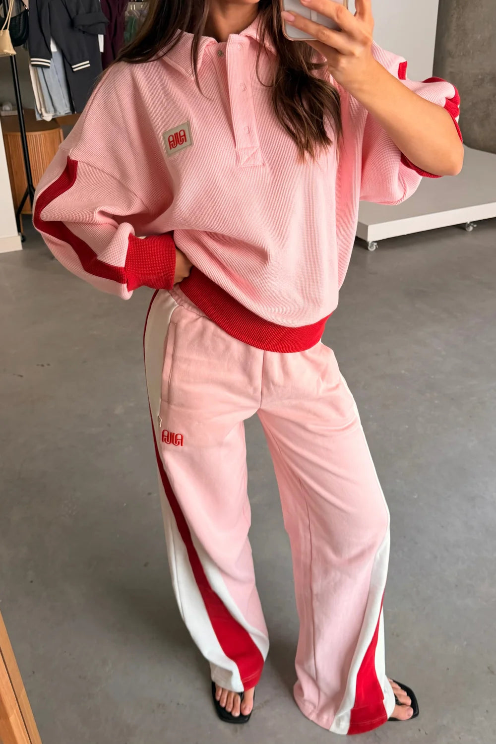 ARAMINTA JAMES Waffle Splice Sweat Shirt | Ballet Pink