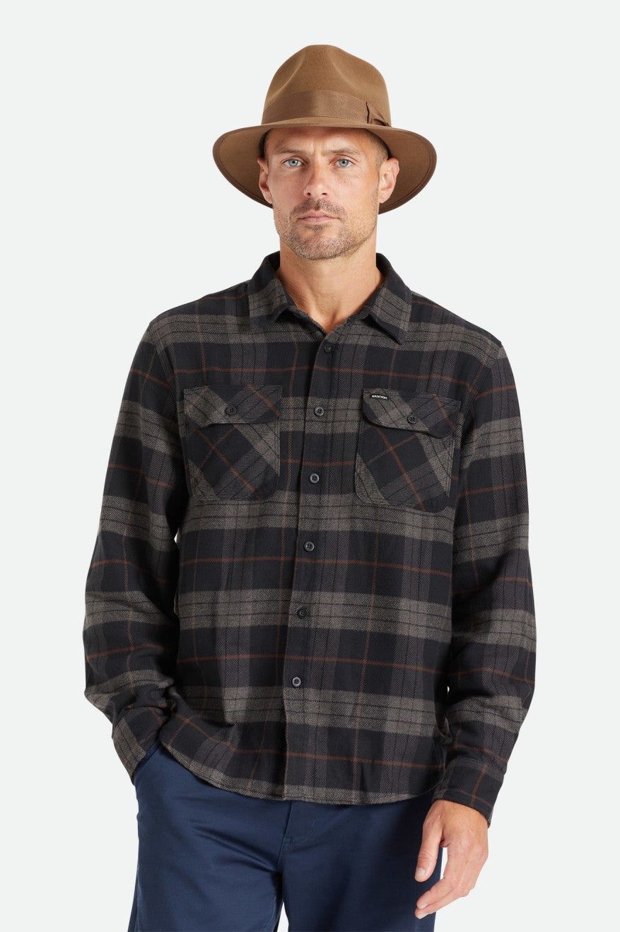 BRIXTON Bowery Flannel | Black/Charcoal