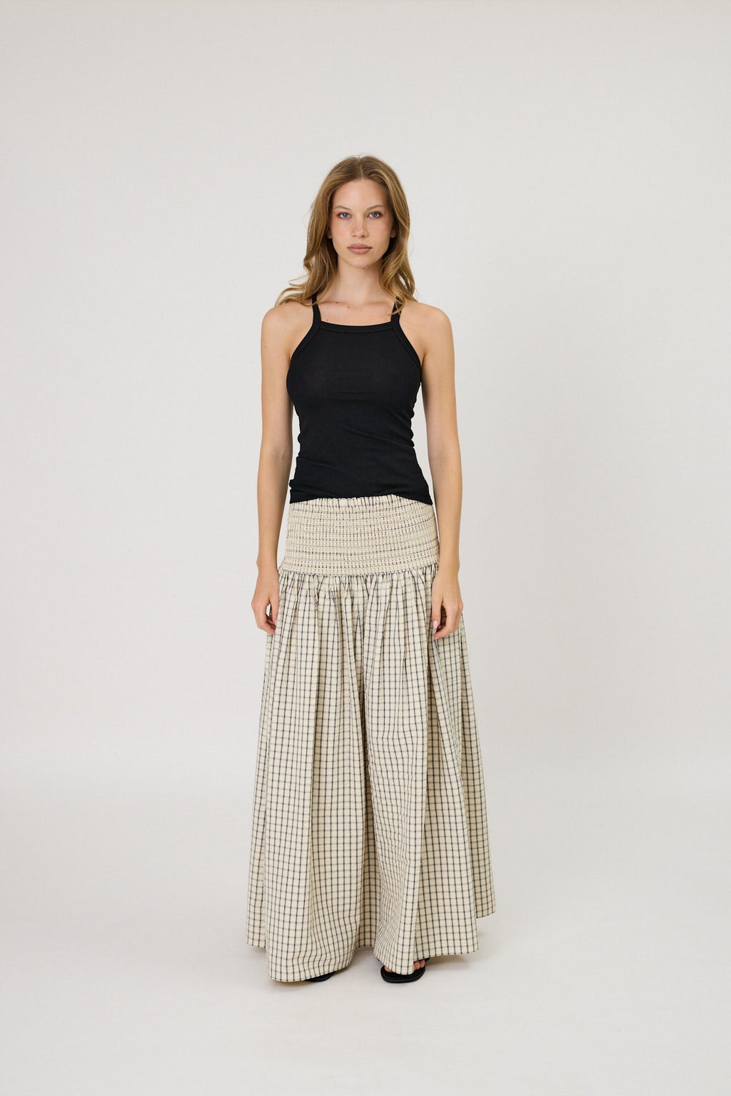 RMN STUDIOS Lainey Skirt | Ivory Check