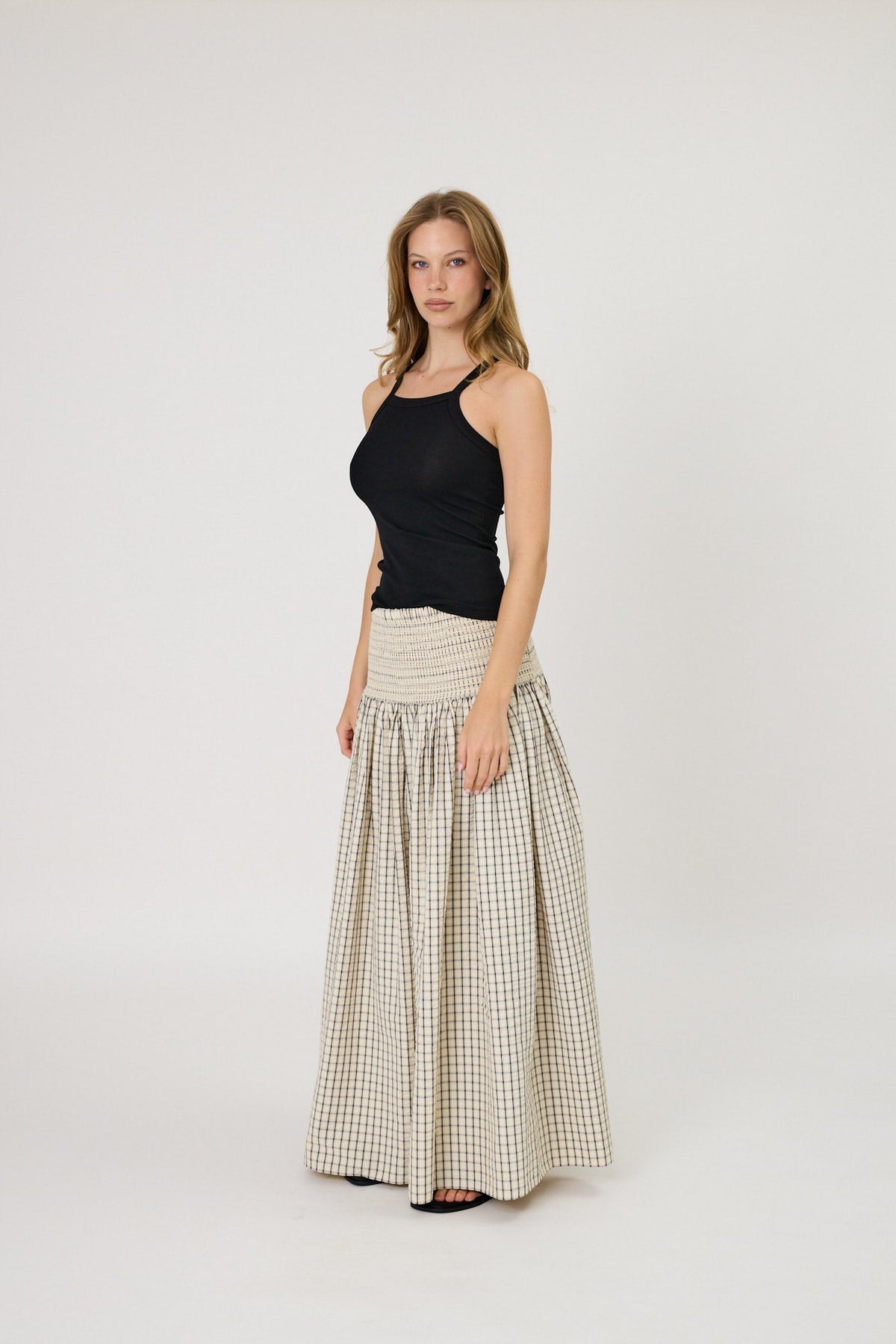 RMN STUDIOS Lainey Skirt | Ivory Check