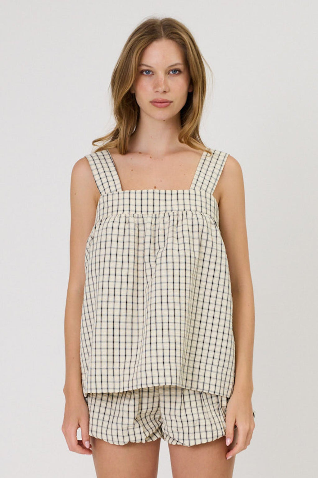 RMN STUDIOS Lainey Top | Ivory Check