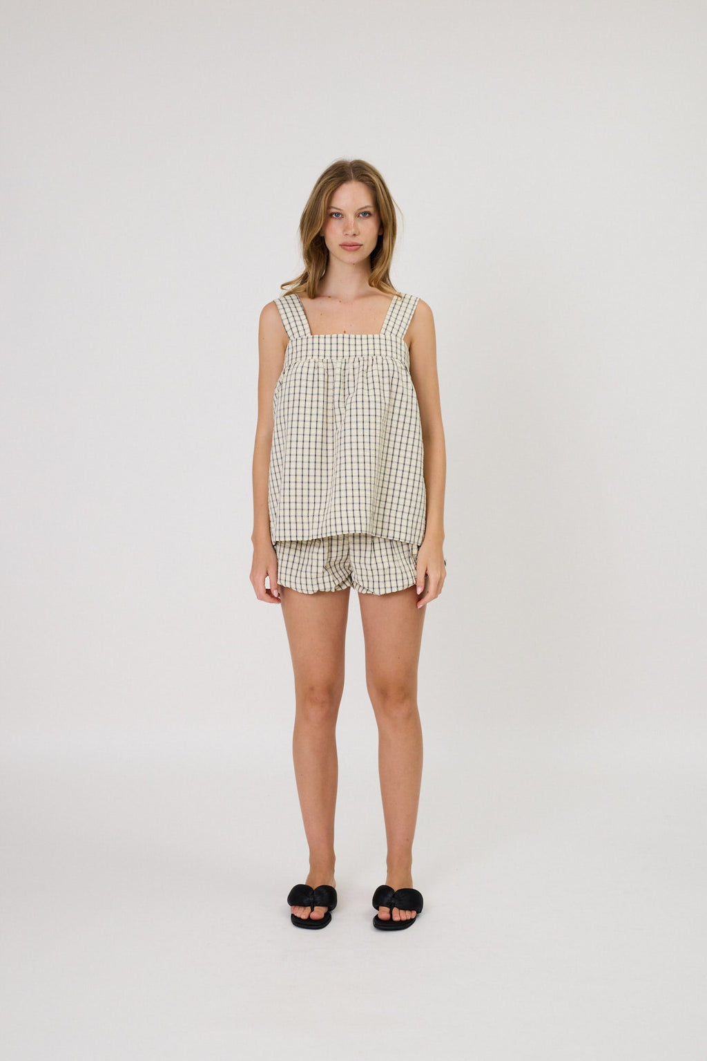 RMN STUDIOS Lainey Top | Ivory Check