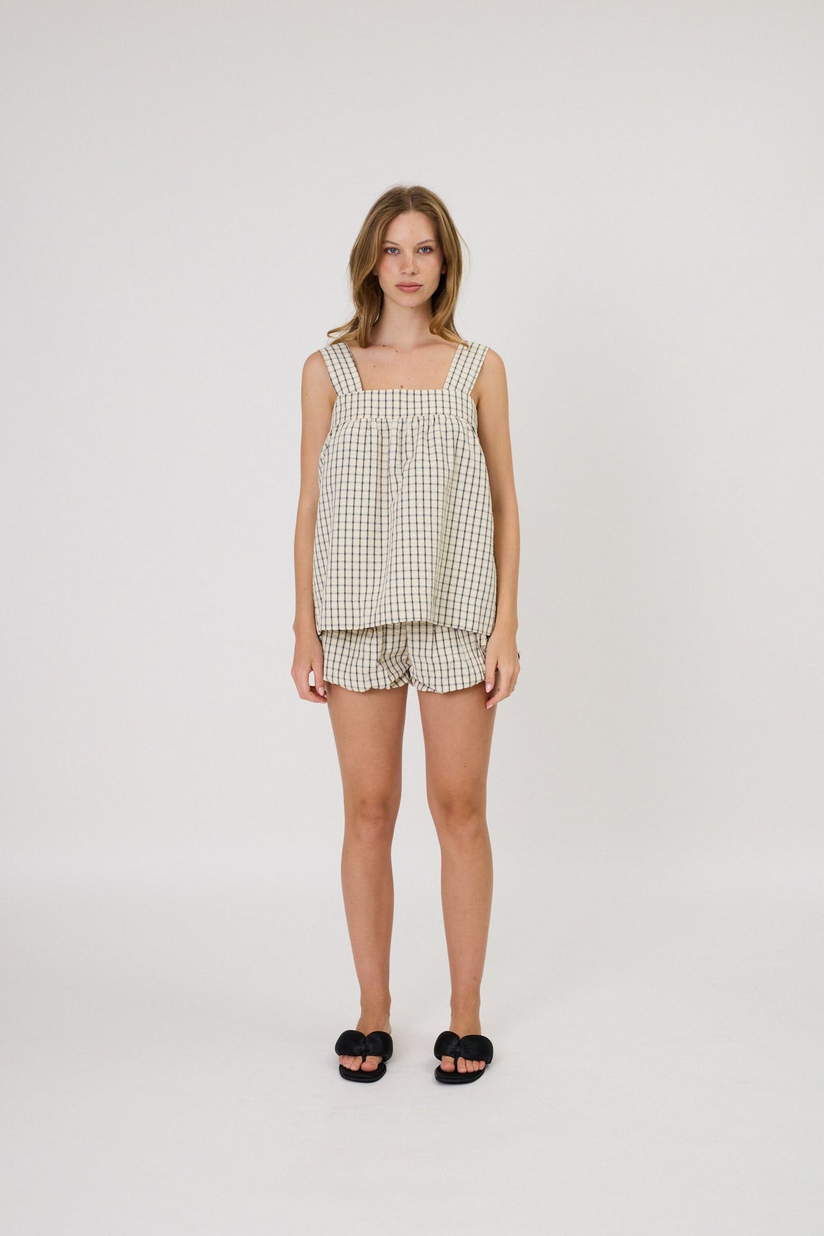 RMN STUDIOS Lainey Top | Ivory Check