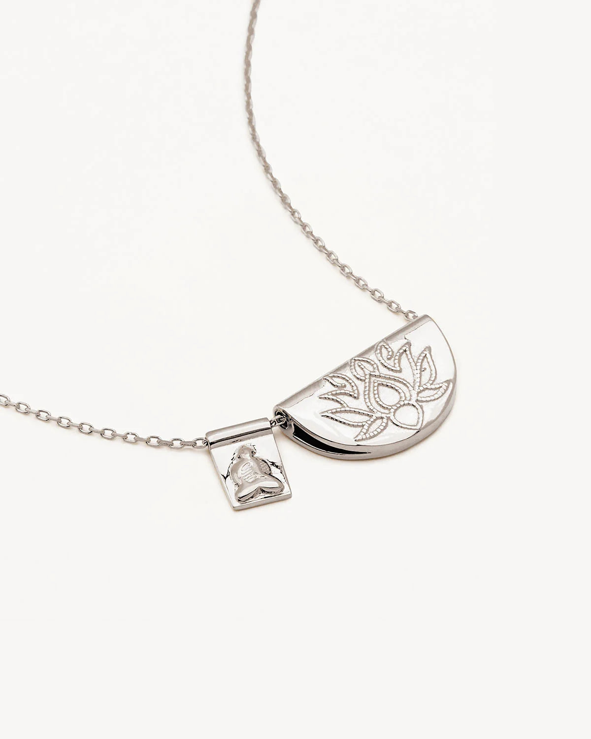 BY CHARLOTTE Lotus and Little Buddha Necklace | Silver