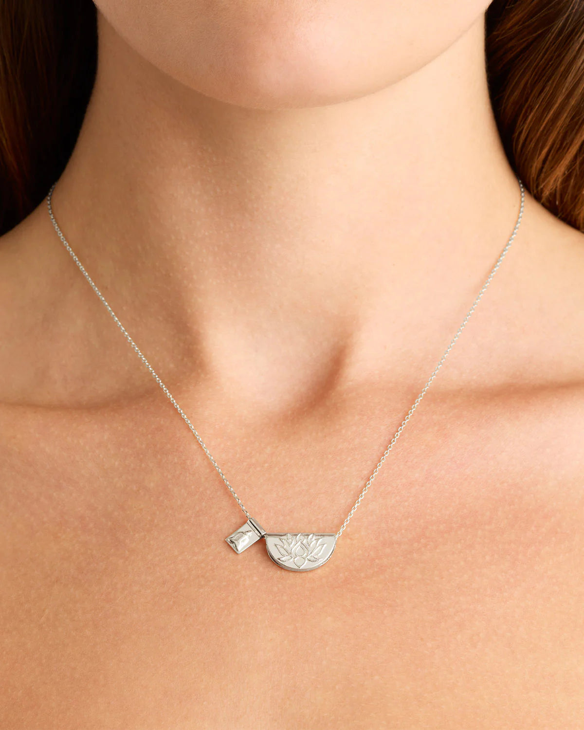 BY CHARLOTTE Lotus and Little Buddha Necklace | Silver