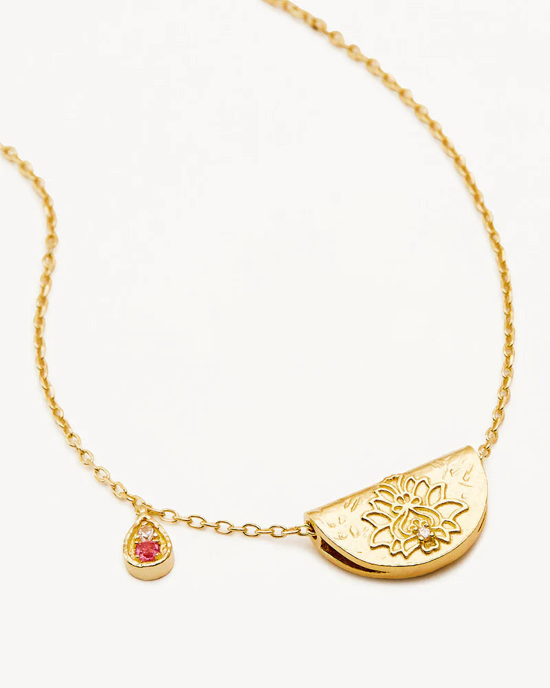 BY CHARLOTTE Lotus Birthstone Necklace October | 18K Gold Vermeil Pink Tourmaline