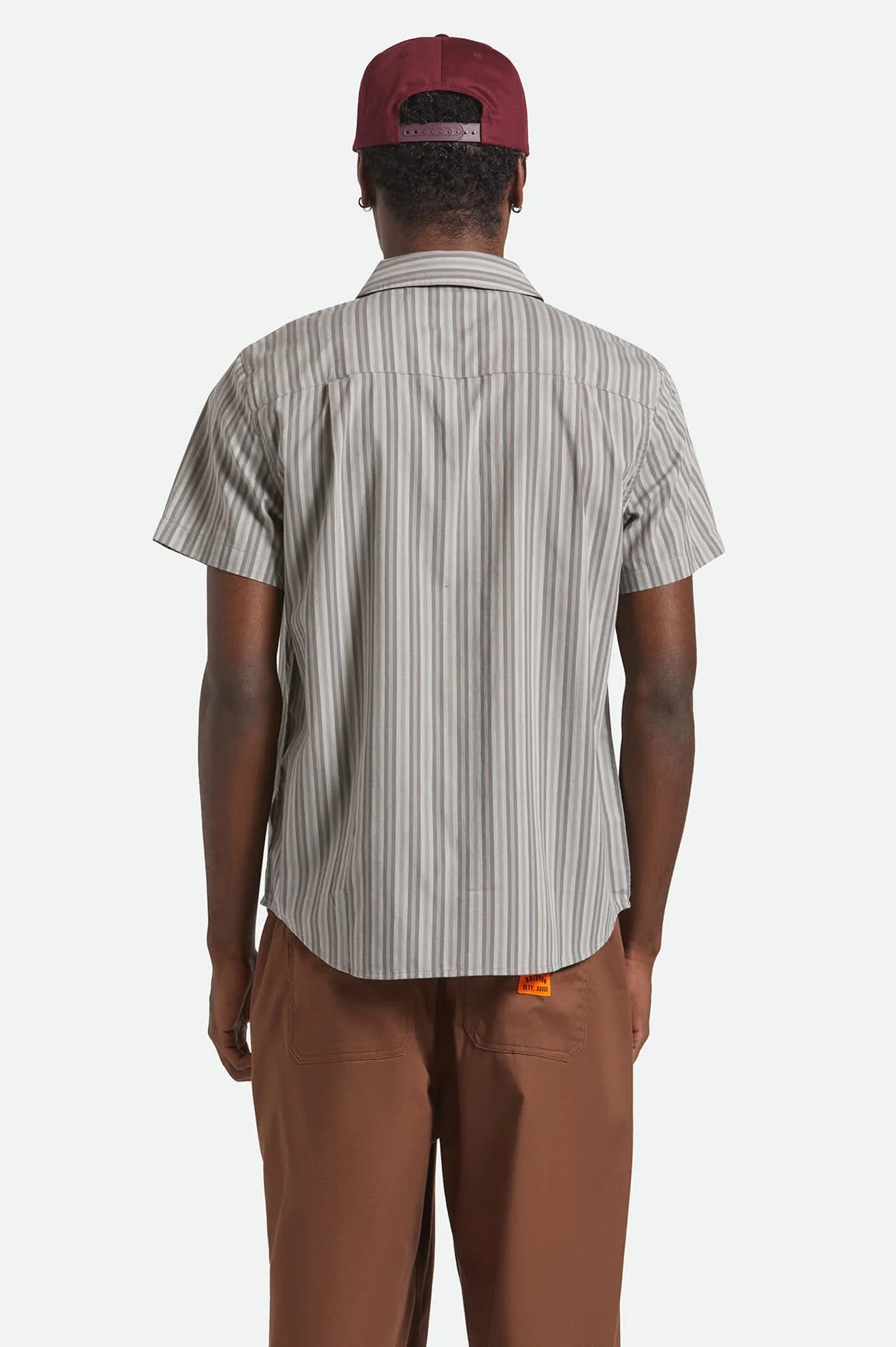BRIXTON Charter Stripe Short Sleeve Shirt | Charcoal/Grey