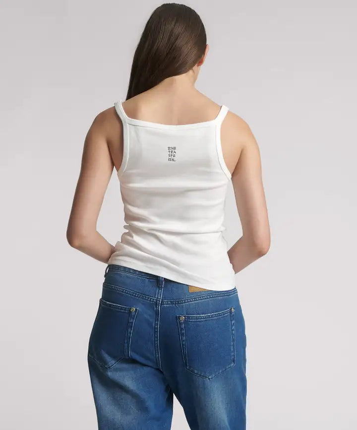 ONE TEASPOON Fine Rib Singlet | White