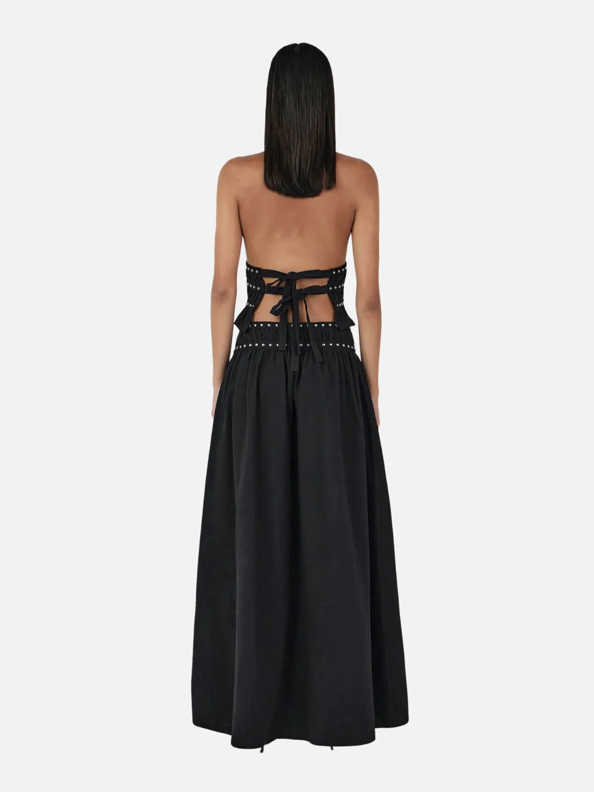 OWNLEY Mavis Studded Top | Black