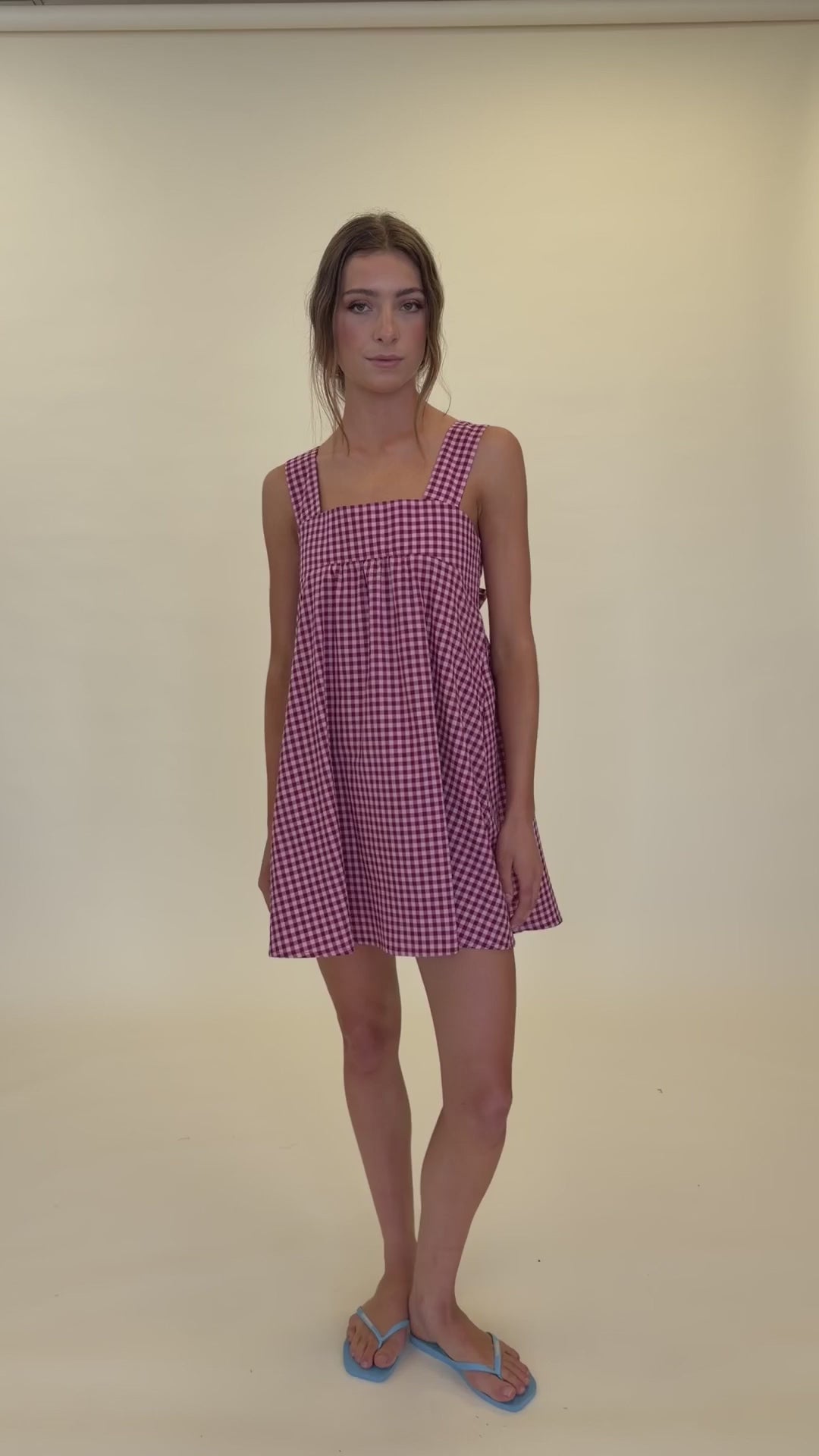 RUBY Margie Tie Mini Dress | Pink Burgundy Gingham