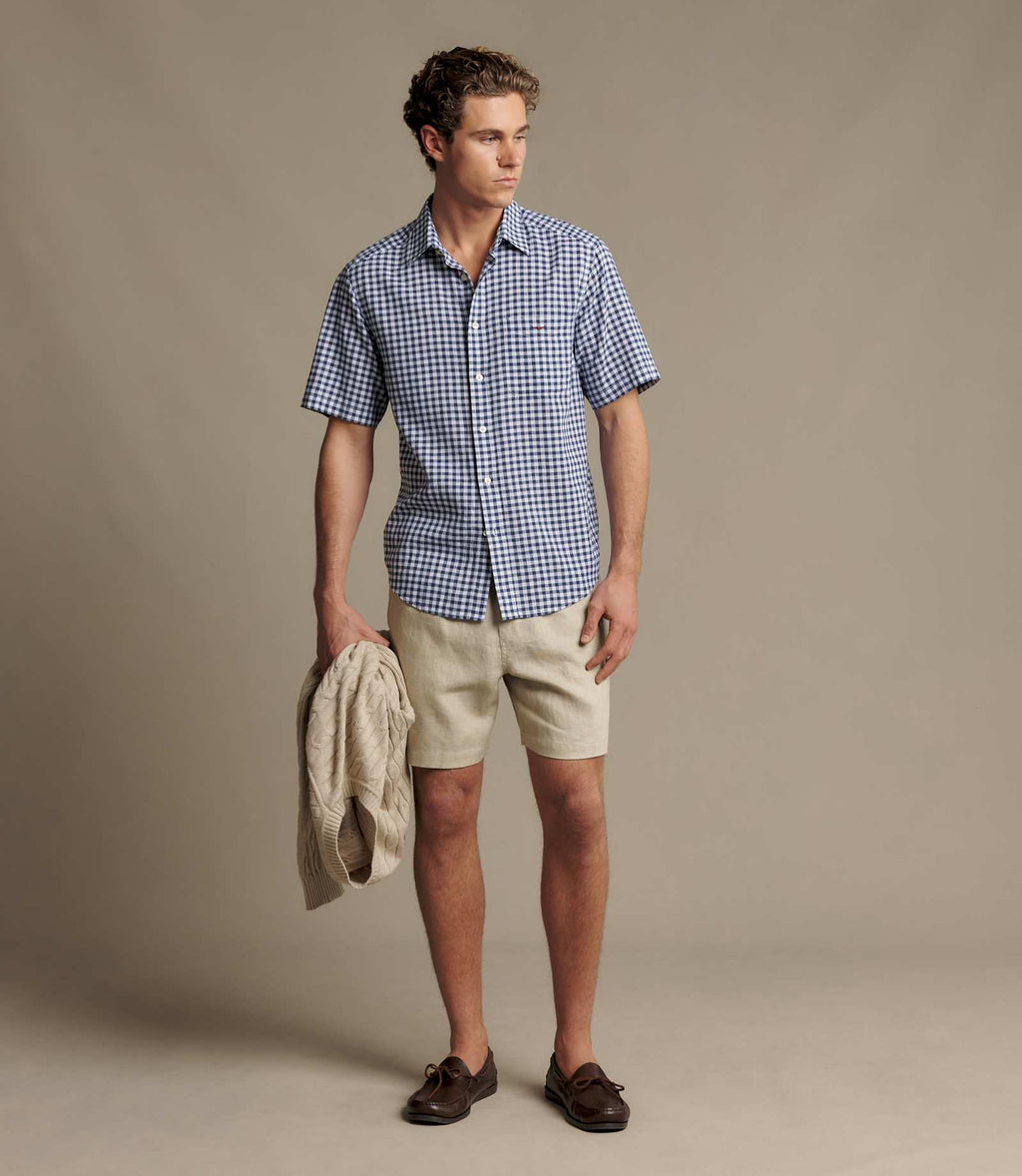R.M. Williams Johnson Check Short Sleeve Shirt | Navy — photo 2