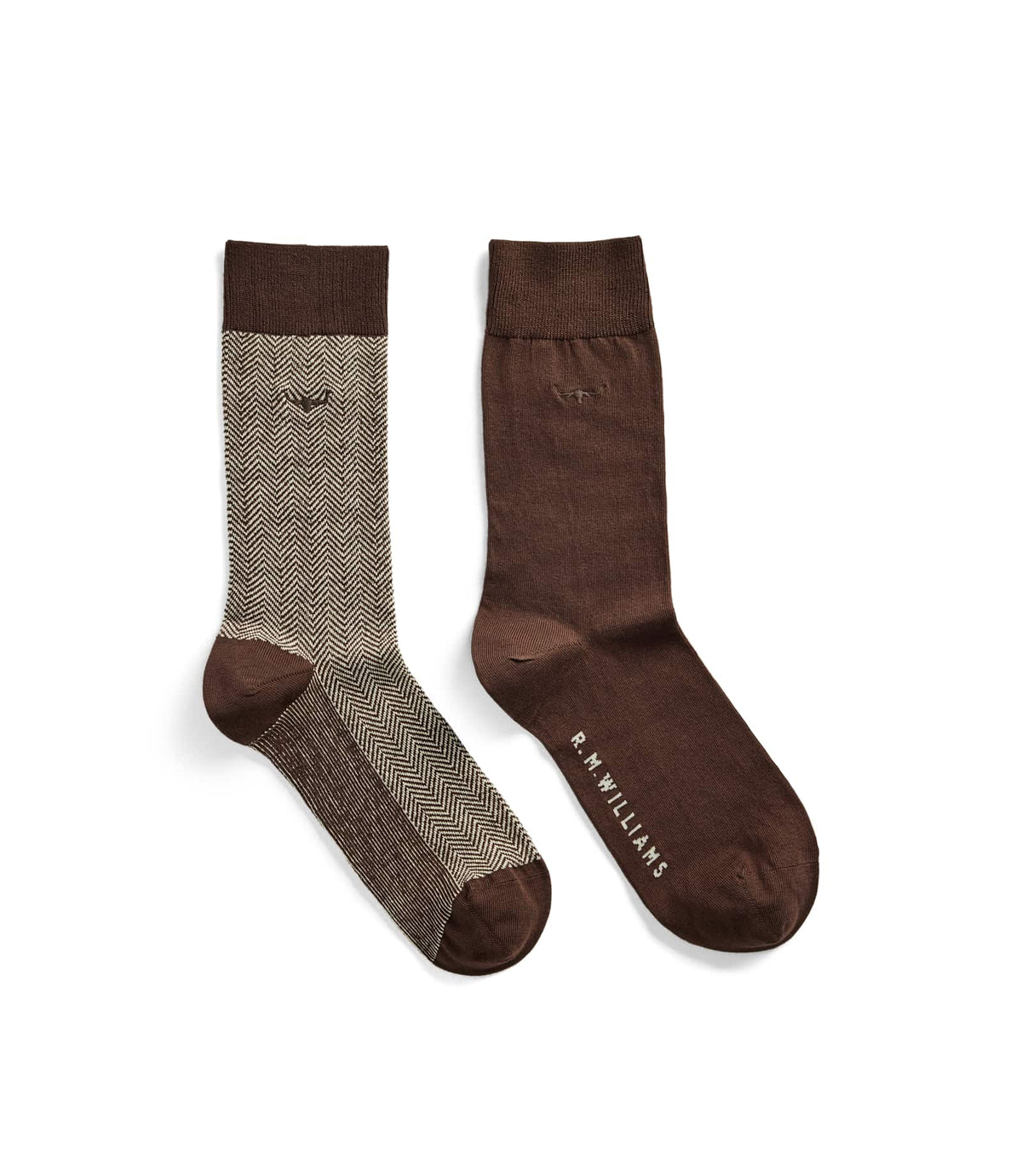 R.M. Williams Nelson Herringbone Sock 2-Pack | Hot Fudge — photo 1