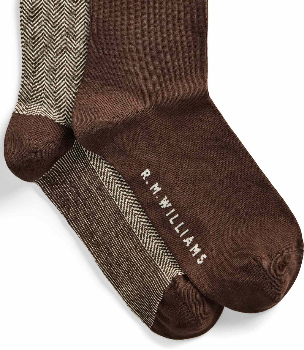 R.M. Williams Nelson Herringbone Sock 2-Pack | Hot Fudge — photo 2