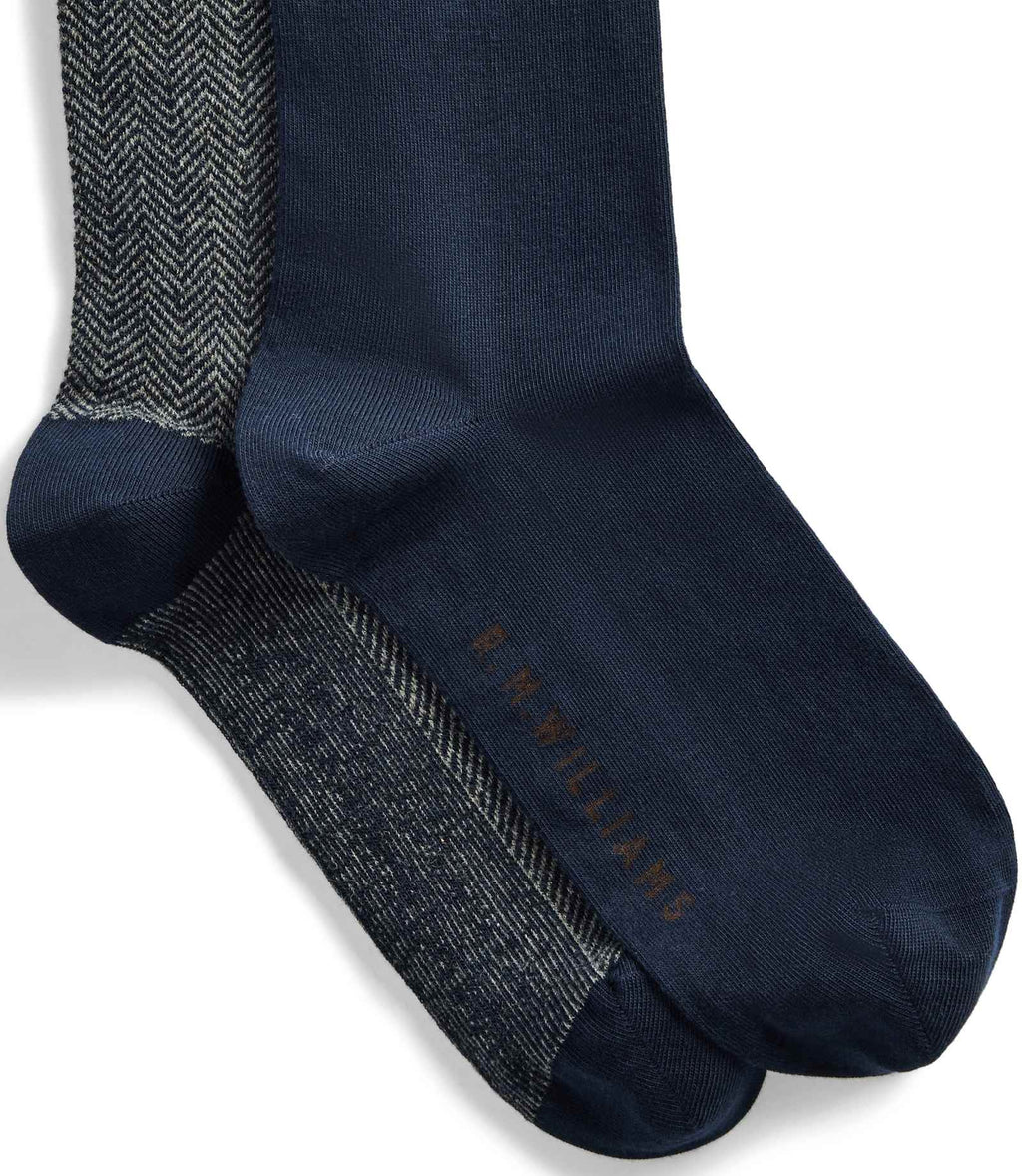 R.M. Williams Nelson Herringbone Sock 2-Pack | Navy/Grey — photo 2