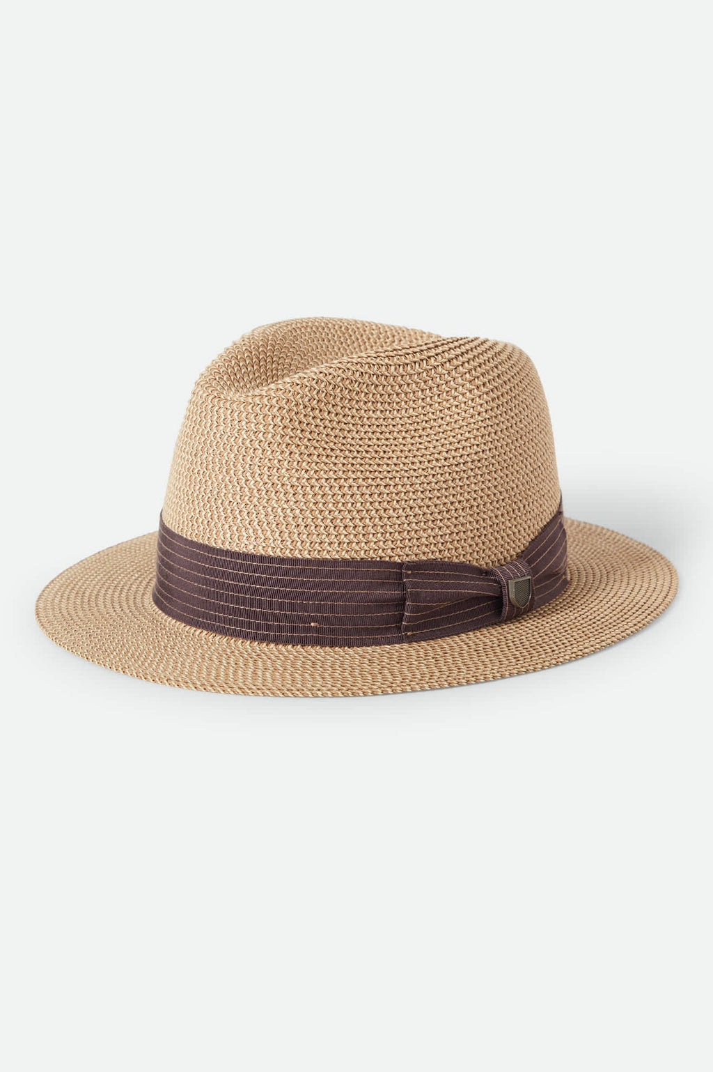 BRIXTON Roma Straw Packable Fedora | Multi Brown/Chocolate