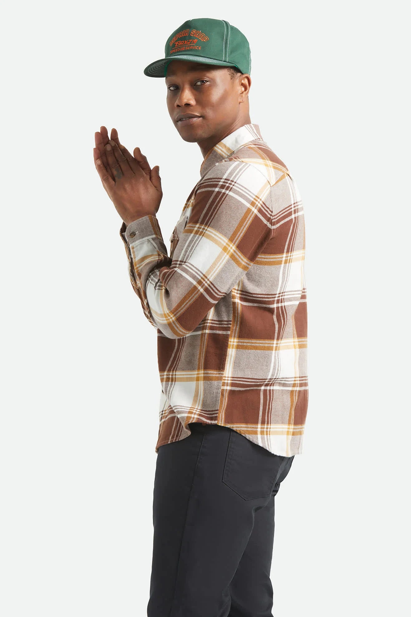 BRIXTON Bowery LW Ultra Flannel | Chocolate / Off White