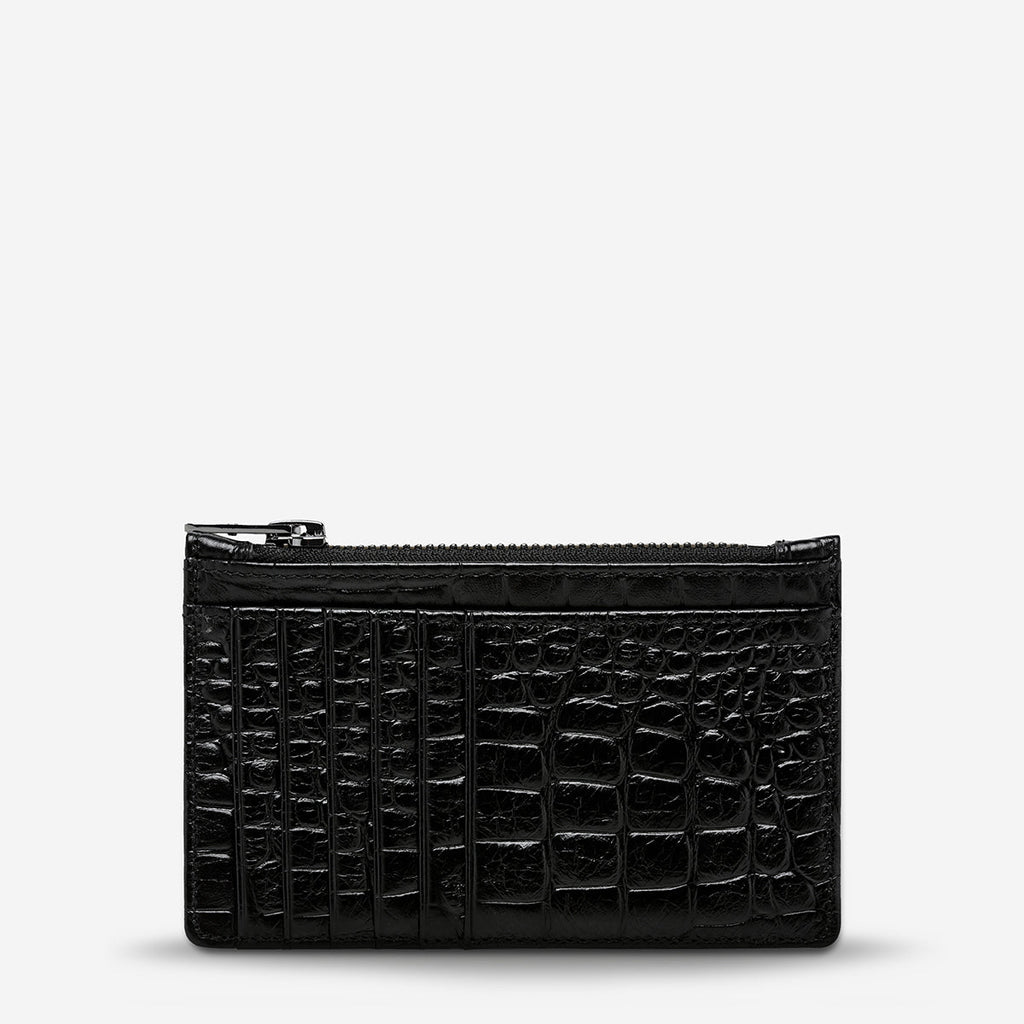 AVOIDING THINGS Leather Wallet - Black Croc