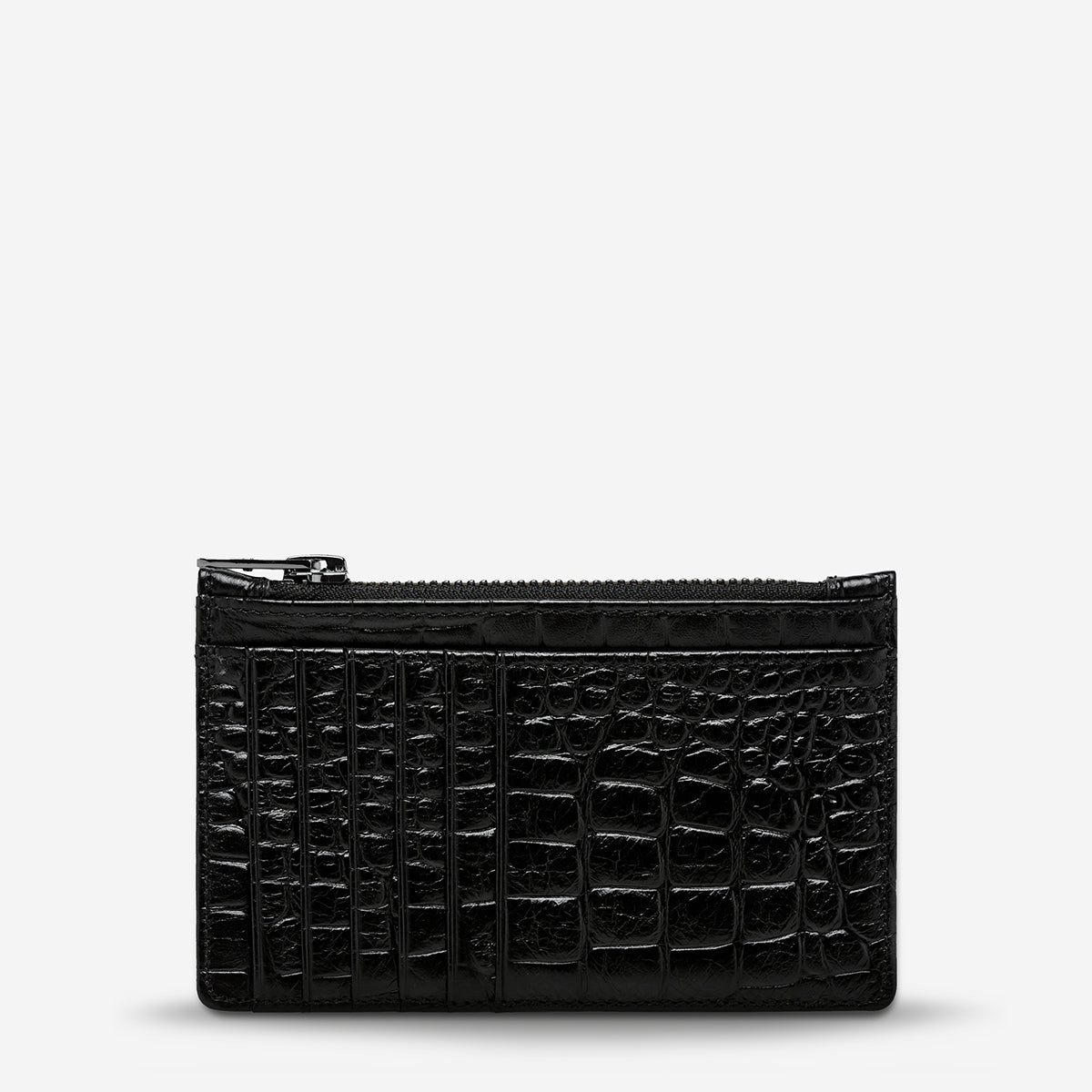 AVOIDING THINGS Leather Wallet - Black Croc