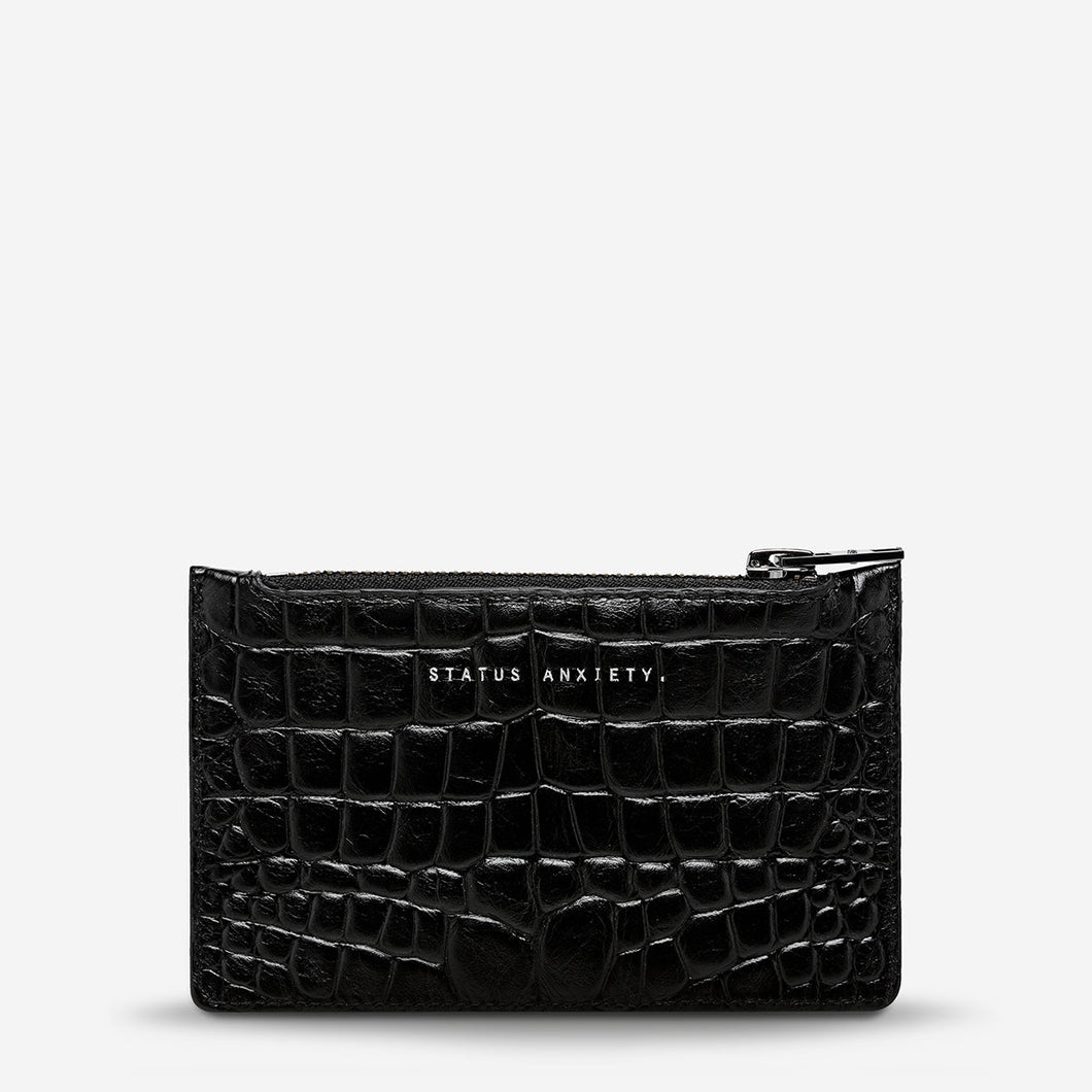 AVOIDING THINGS Leather Wallet - Black Croc