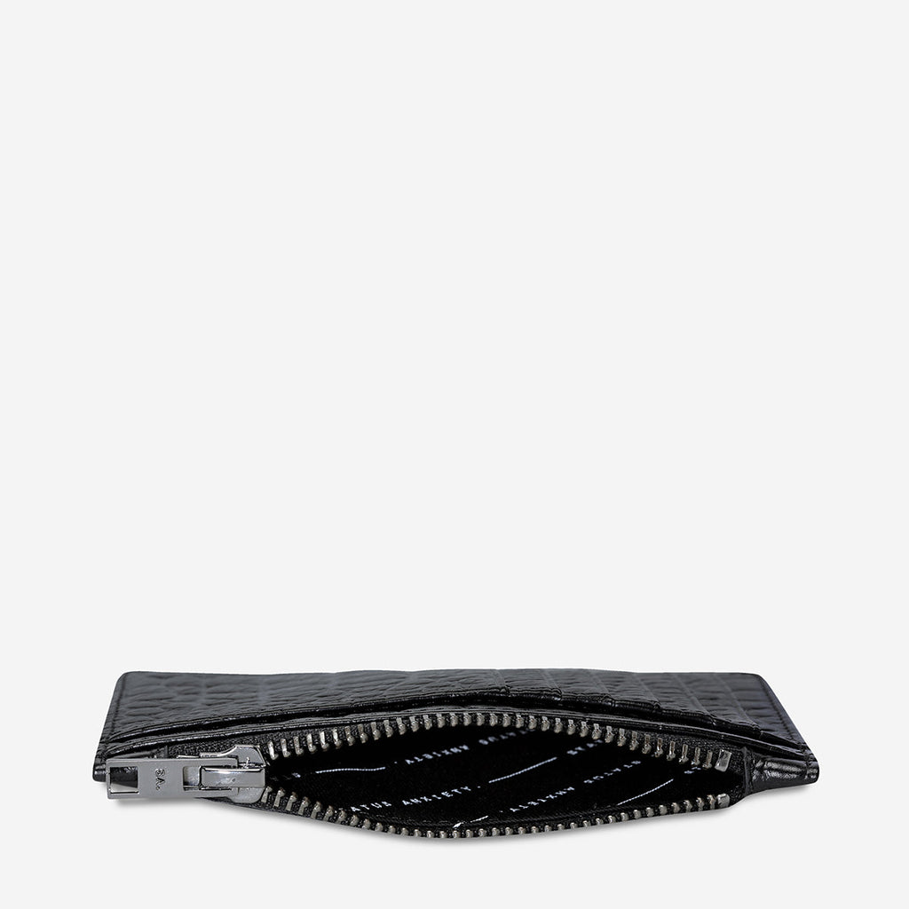 AVOIDING THINGS Leather Wallet - Black Croc