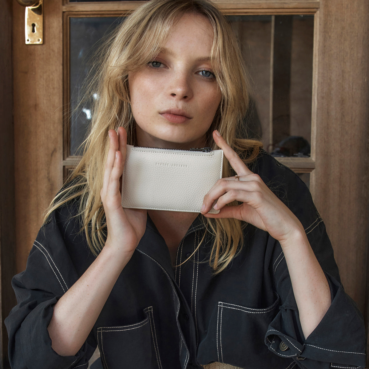 Avoiding Things Leather Wallet  | Chalk