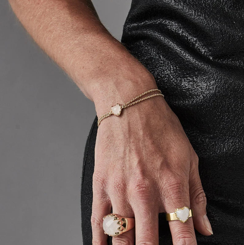 STOLEN GIRLFRIENDS CLUB Love Claw Bracelet | Rose Quartz Gold Plated