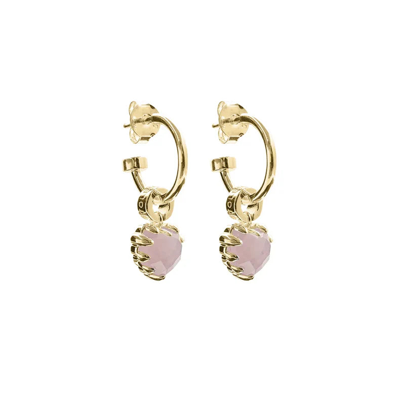 STOLEN GIRLFRIENDS CLUB Love Anchor Earrings | Rose Quartz Gold Plated