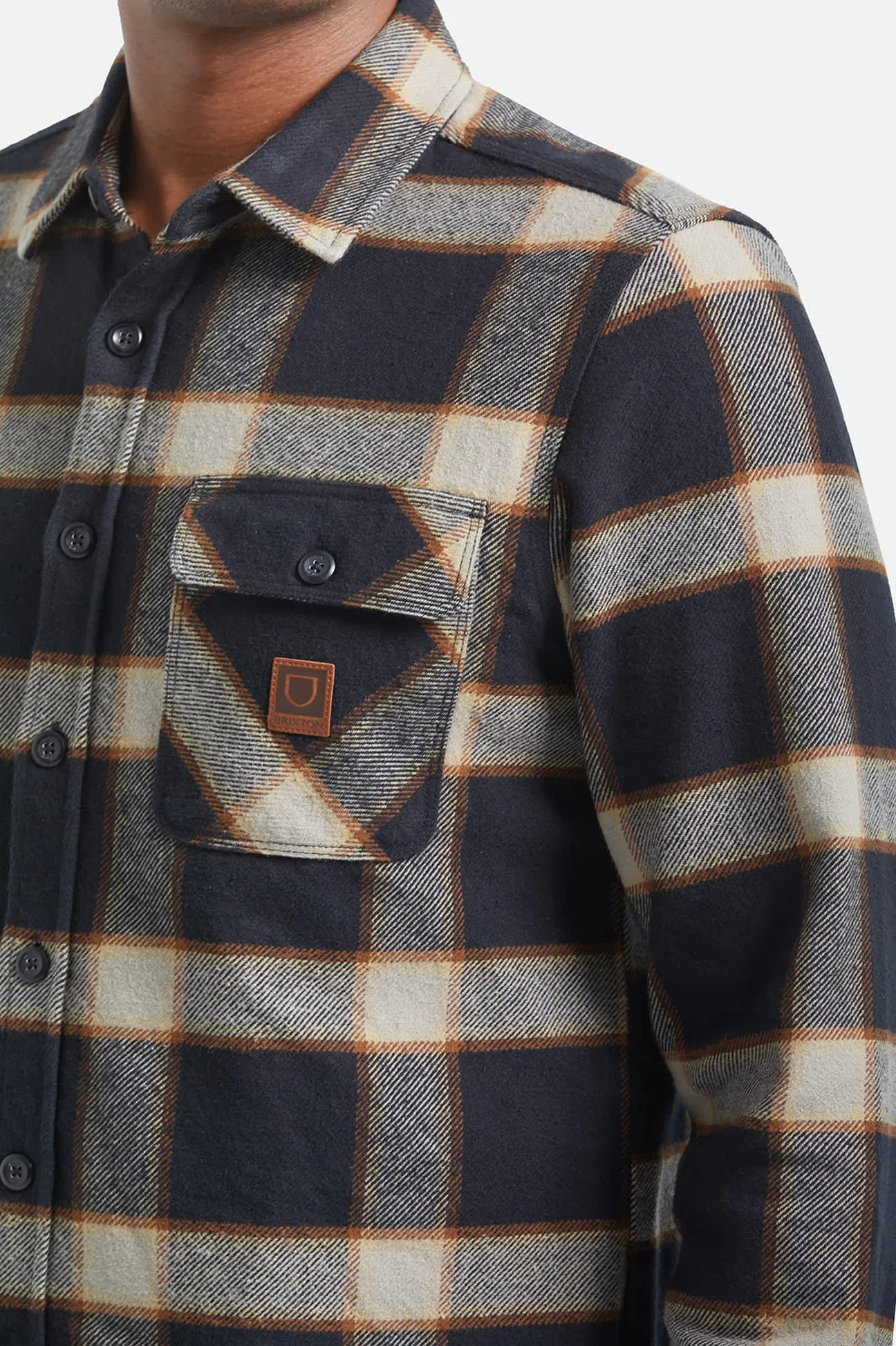 BRIXTON Bowery Heavyweight Flannel | Black/Cream