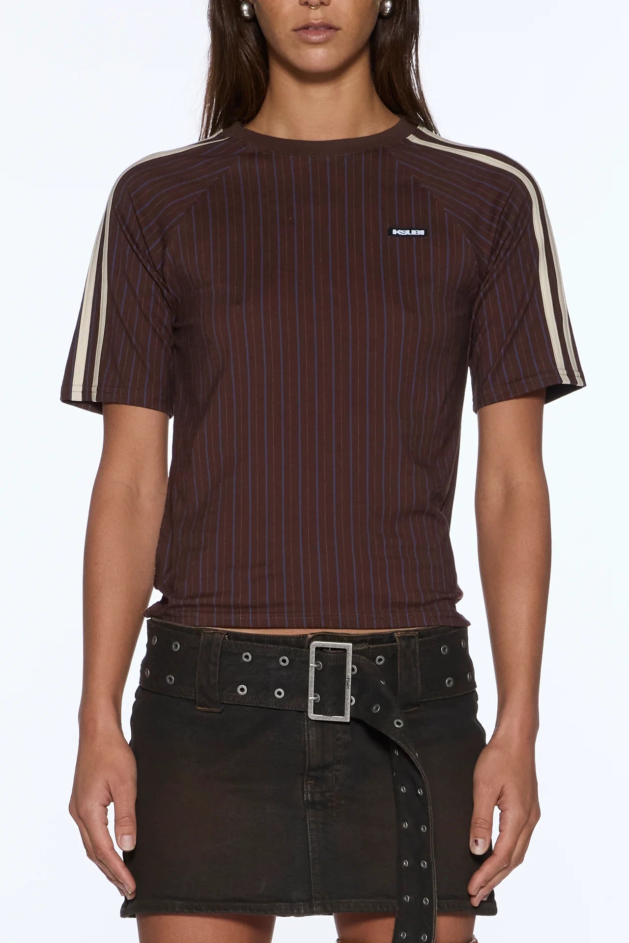 KSUBI SS Top | Chocolate Pinstripe